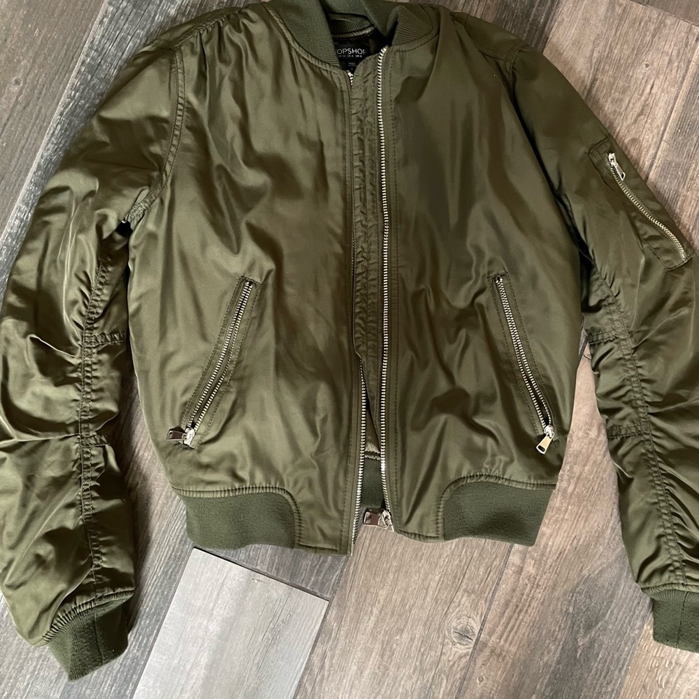 Topshop Green Bomber Jacket